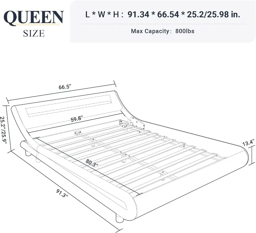 LED Faux Leather Bed Frame 2