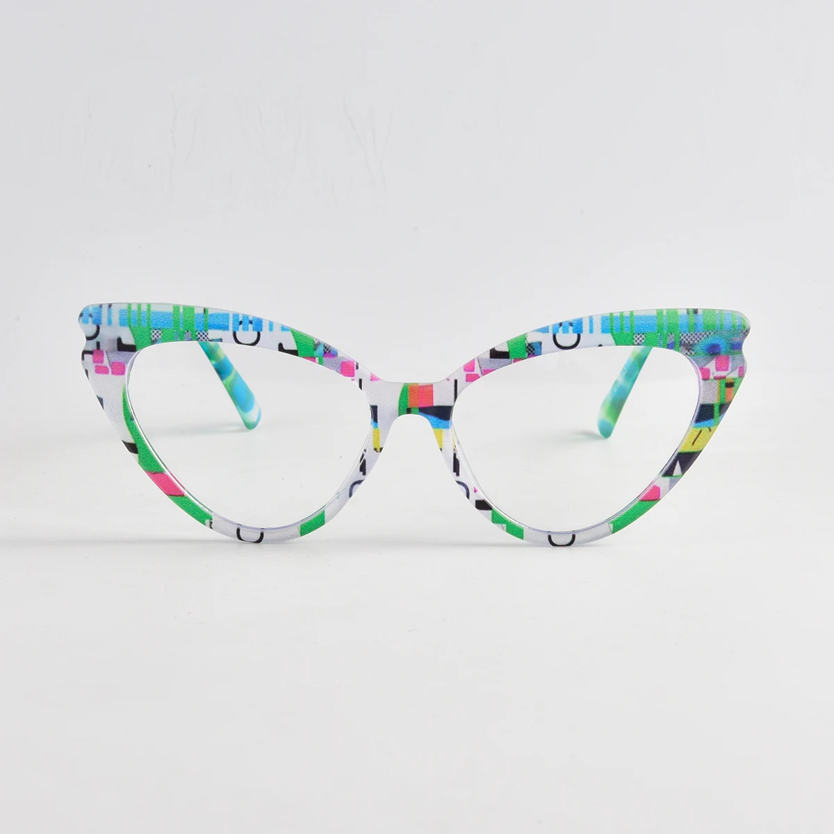 Nova moda colorida feminina olho de gato óculos de bloqueio de luz azul lentes plano personalizadas óculos transparentes para a saúde dos olhos