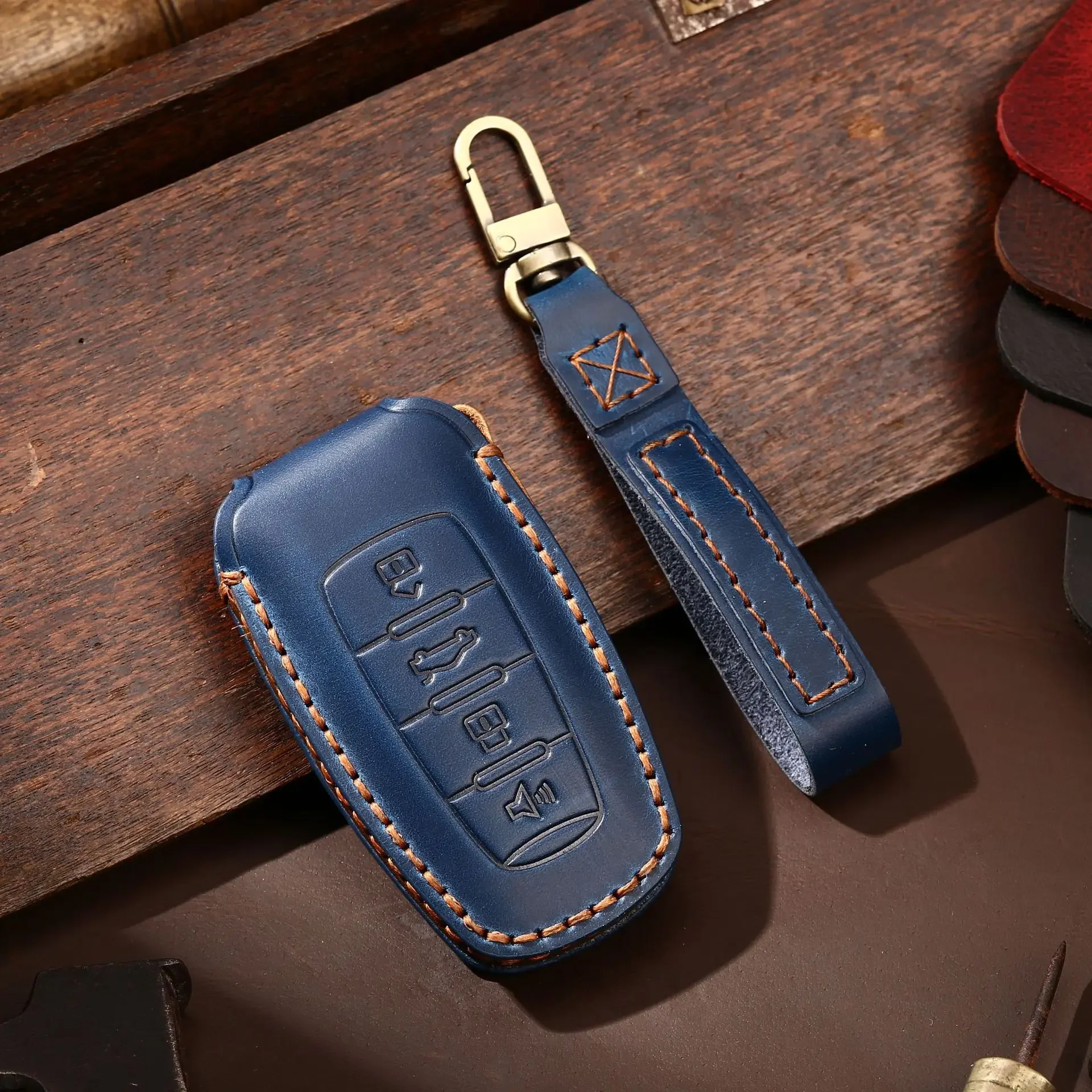 

1pc 4/3 BOTTONS Leather Car Key Case Cover For Great Wall Haval Jolion H6 H7 H4 H9 F5 F7 F7X F7H H2S GMW Dargo 2022 2023