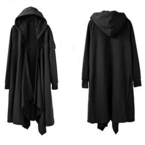 2026 Nya Vår Herr Punk Hiphop Lång Trenchcoat Hooded Cape Herr Svart Techwear Kofta Jacka Överrock Plus Storlek 6XL 10 best sales plus size techkläder - №3