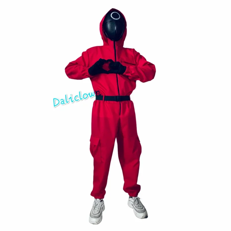 2025 New Kids Anime Game Costume Cosplay Jumpsuit Round Six Vip Square Circle Triangle Helmet Mask Halloween Party Chri ❤ ❤ $zz