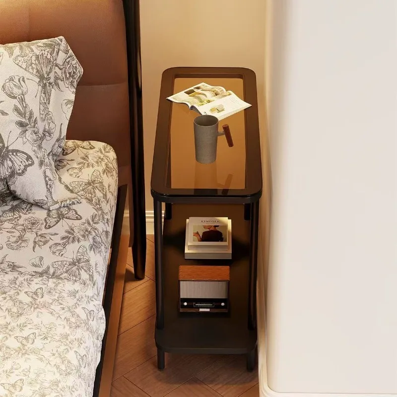 Bedside table wrought iron small substitute creative very narrow simple light luxury high sense home bedroom bedside rack