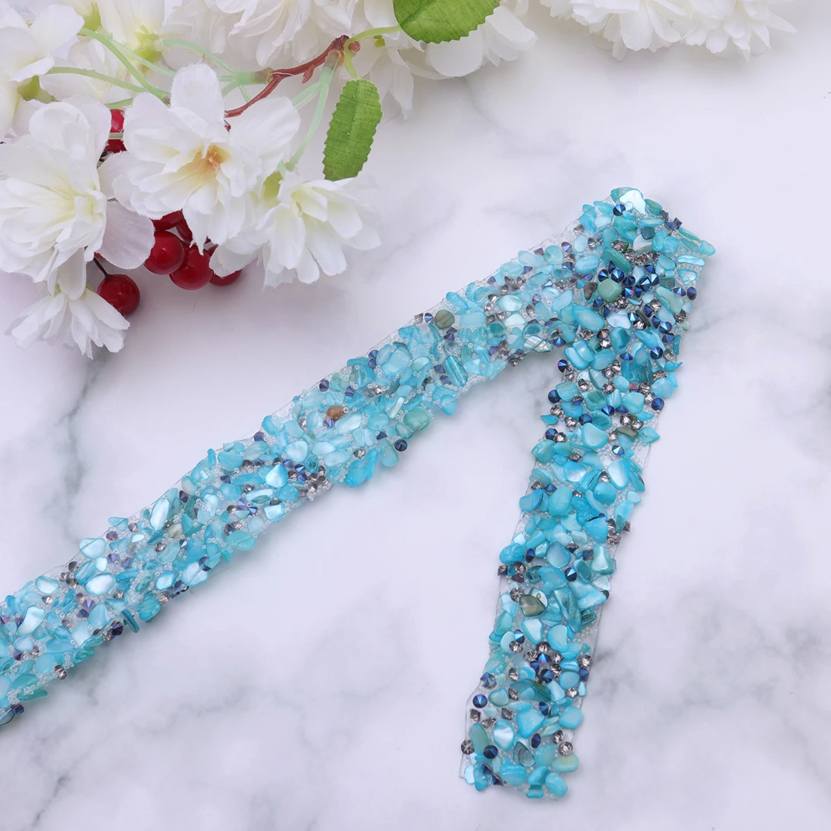 

Rhinestone Appliques Sparkly Adhesive Blue Bridal Waist Belt Wedding Dress Sash Sewing Ironing DIY Crafting Projects