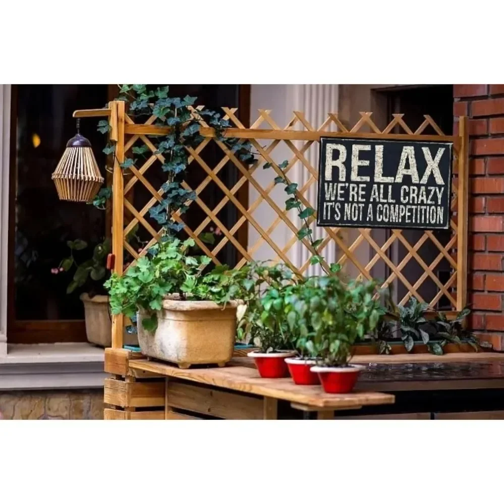 

'Relax, We're All Crazy – It's Not a Competition' Sign – Lightweight & Eye-Catching Decor for Living Rooms & Hotel Lobbies