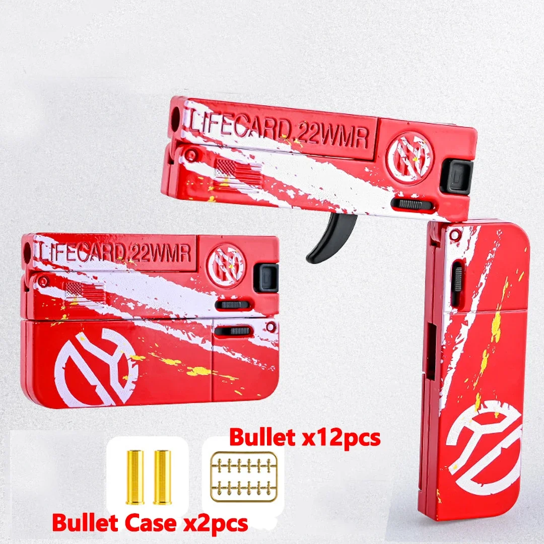 Alloy Soft Bullet Gun for Children, Life Car Toy, Metal Card Gun, Folding, Tide Play, Boy Toy, 1pc