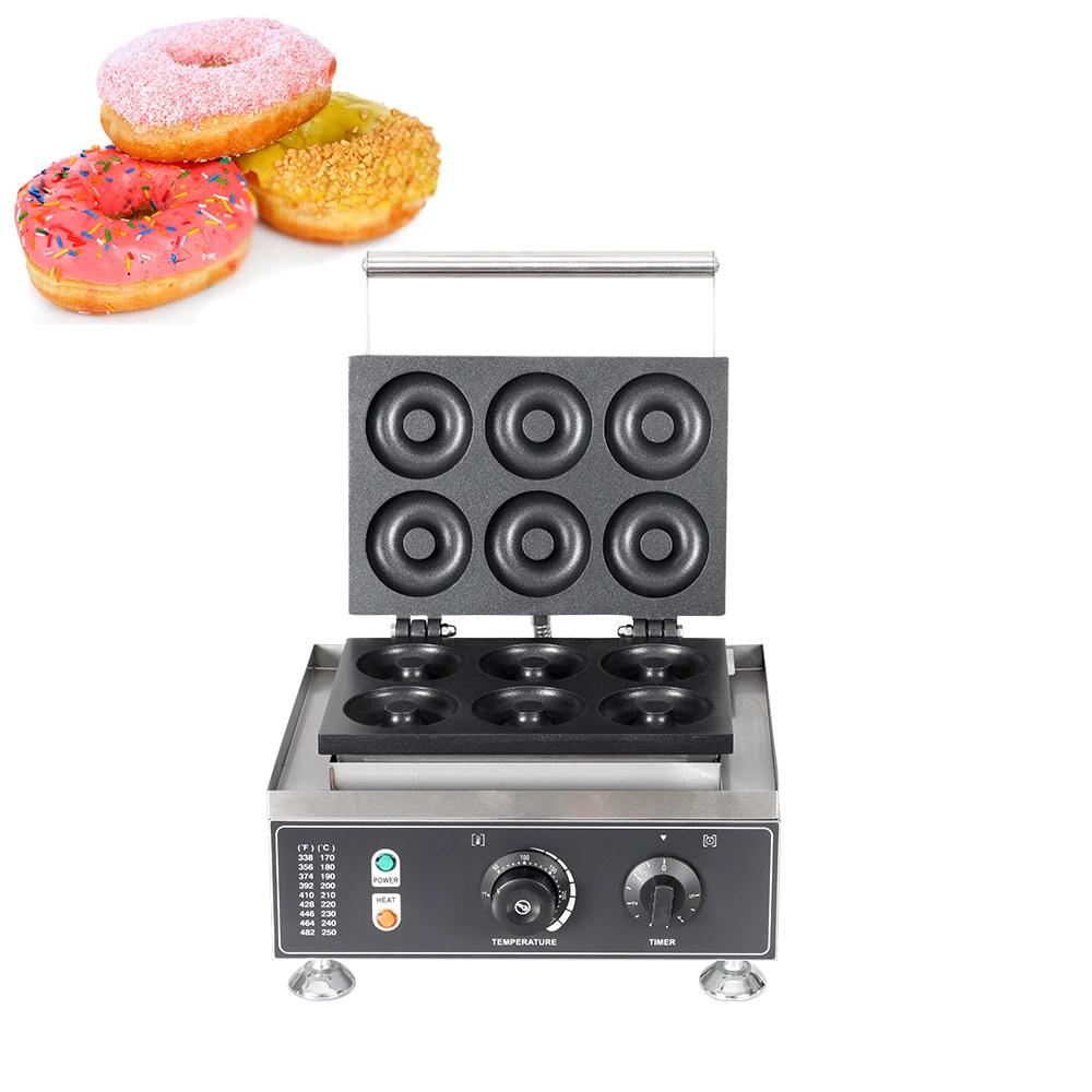 Electric 220V/110v 6 pcs Sweet Donut machine Waffle maker doughnut Donut Cookies Machine big size Waffle Making Dutch Pancake