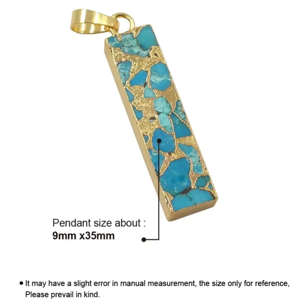 WT-P1697 Procurement long  Natural  copper turquoises  pendant old plated Rectangle pendant simple square blue stone pendant
