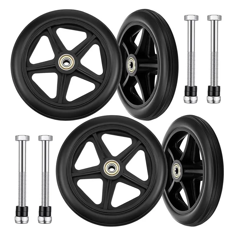 

AB11-4 Pack Walker Wheels Replacement, 6 Inch Anti-Slip Solid Roller Wheels For Walkers, Offices Wheelchair Front Wheel
