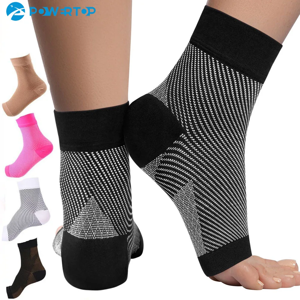 

1Pair Ankle Compression Sleeve,Plantar Fasciitis Brace,Open Toe Compression Socks for Swelling,Sprain,Arch Support for Men Women