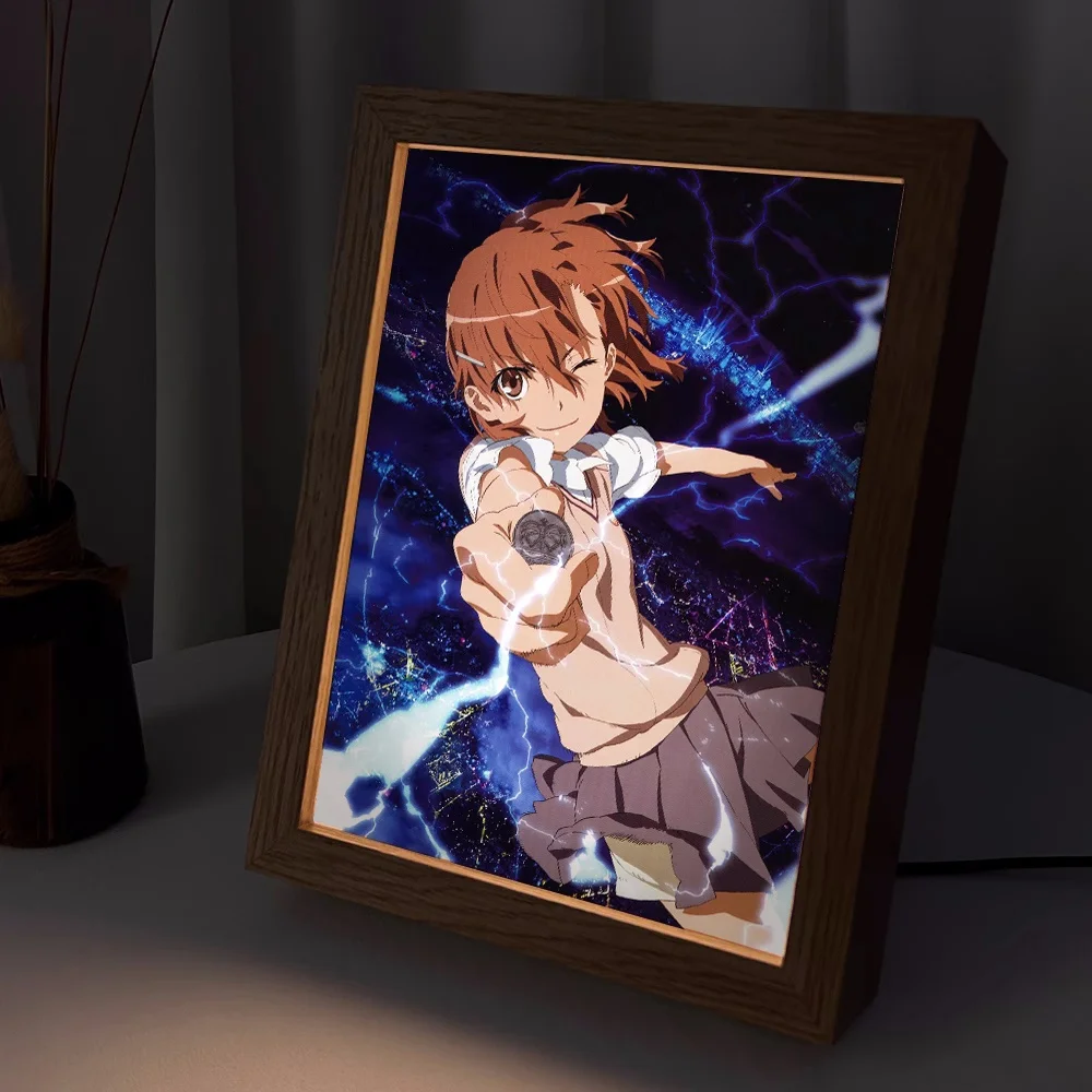 Anime Misaka Mikoto Lamp Ornaments Figure Desk Frame Mirror Cosplay 6584 Kids Collection Toy