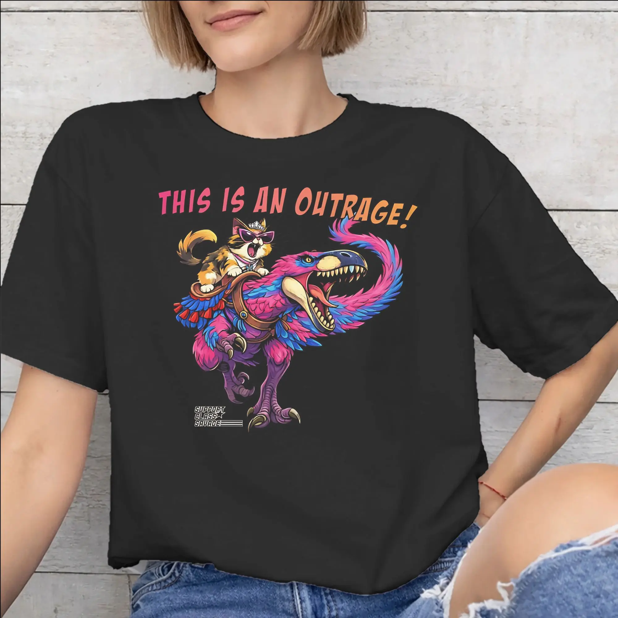 Graphic Printed This Is An Outrage Princess Donut Cat  T Shirt for Men Women  100% Cotton T-shirts Short Sleeve Clothing