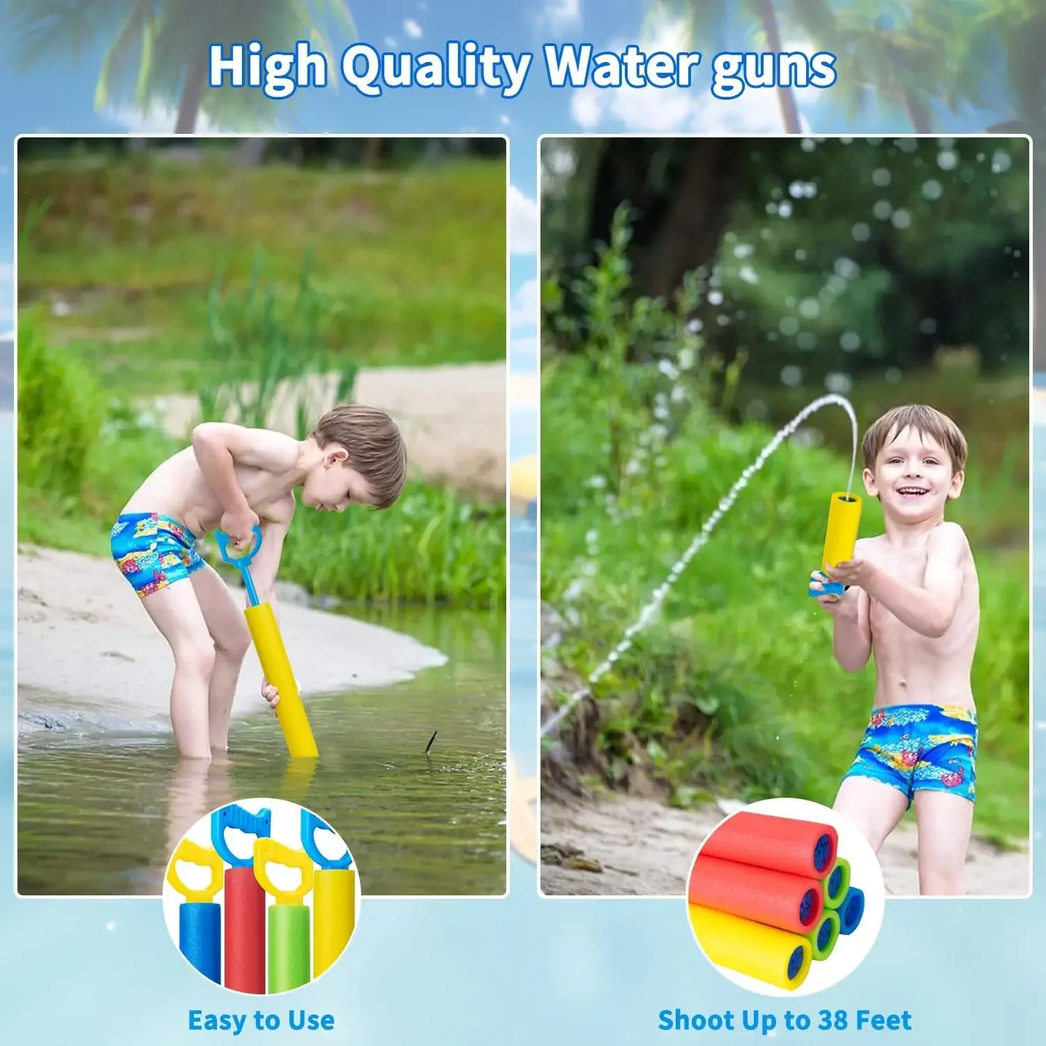 Sparatutto in schiuma d'acqua, pistole ad acqua Blaster ad acqua per la spiaggia della piscina, giocattoli per pistola ad acqua all'aperto per bambini adulti-colore casuale