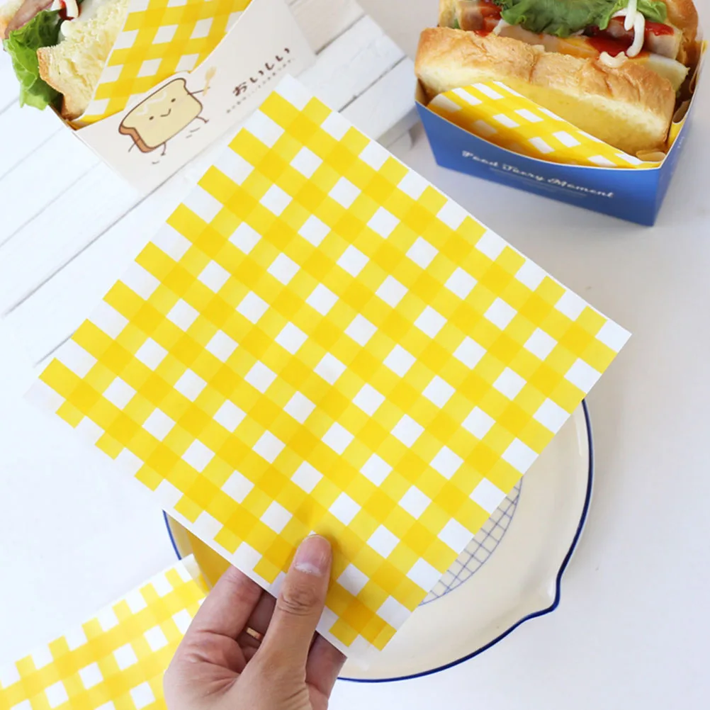 

100pcs Grease Proof Wrapping Paper Oil Absorbing Food Wrap S wich Hamburger Bakery Kitchen Decorative Craft Sewing Supplies