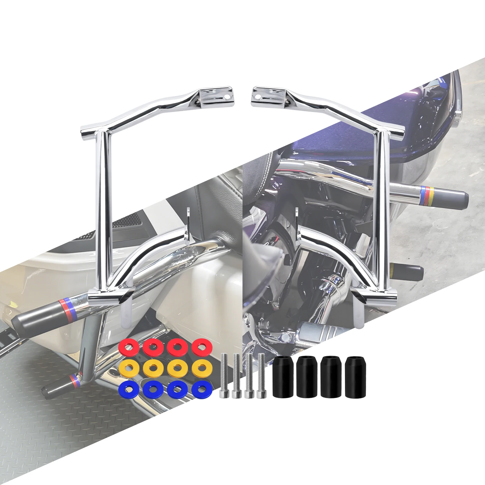 Motorcycle Saddlebag Guard Crash Bars Rear Rails Bracket Protection Bump For Harley Touring Road King Electra Street Glide 09-25
