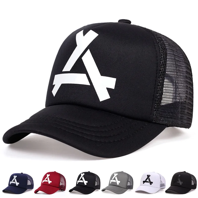 Baseball Cap letter A Mesh Spring and Summer leisure Sports Cap For Men and Women Korean Version Tidal Shade Breathable