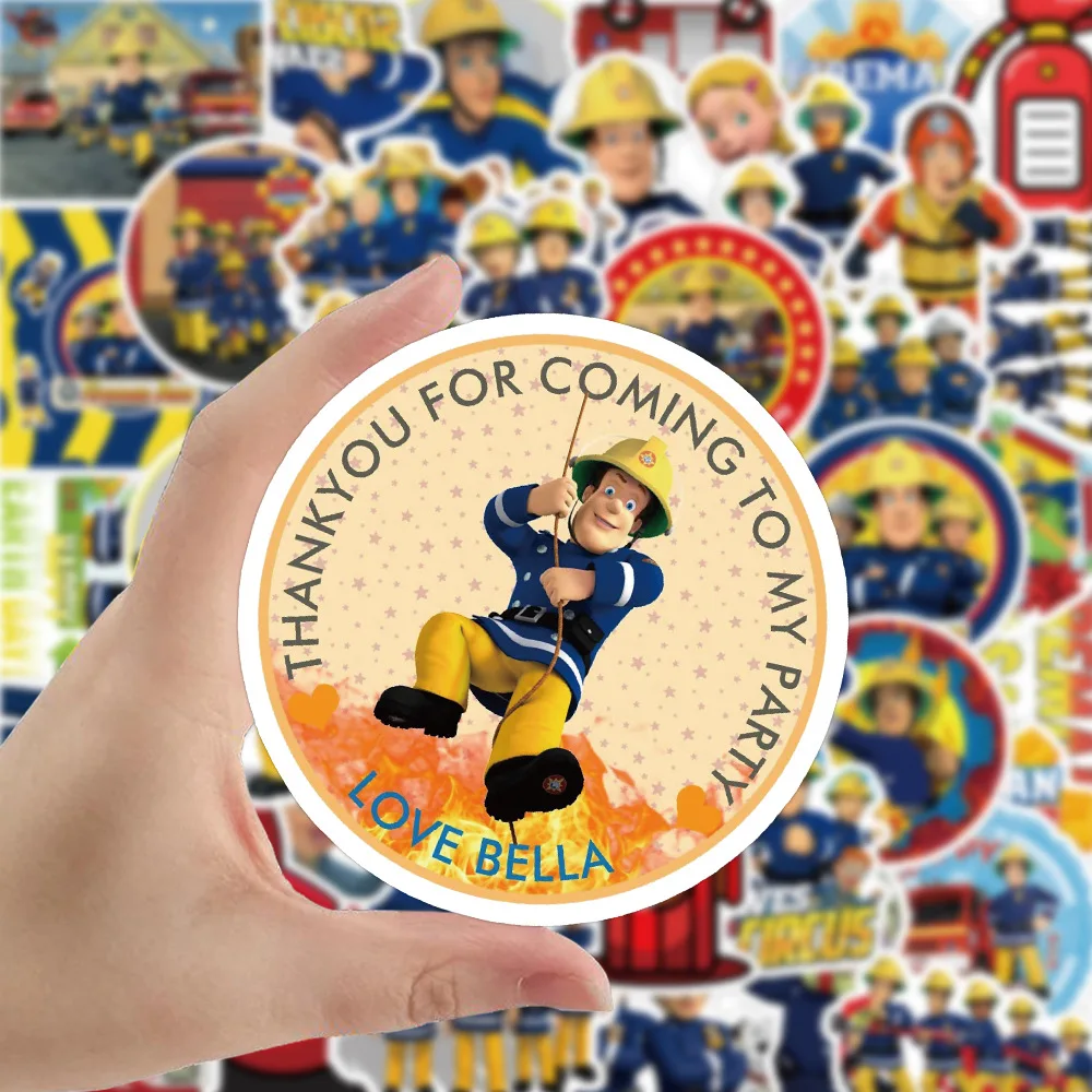 50Pcs/Set Fireman Sam Penny Norman Characters Stickers Kawaii Diy Stickers for Cup Suitcase Decoration Playset Pegatinas