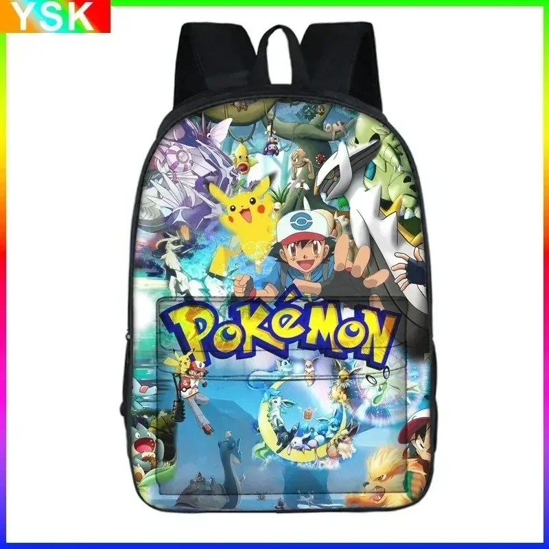 Pikachu Three-piece Student Backpack Schoolbag Pencil Case Pokémon Lunch Bag Large-capacity College Bag Fashion Cute Cartoon New