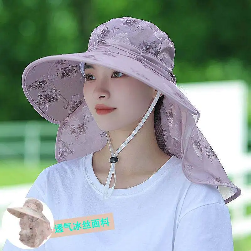 Women's Sun Protection Hat UV Protection Summer Farm Work Shawl Tea Picking Cap Breathable Lightweight Fashionable Bucket Hat