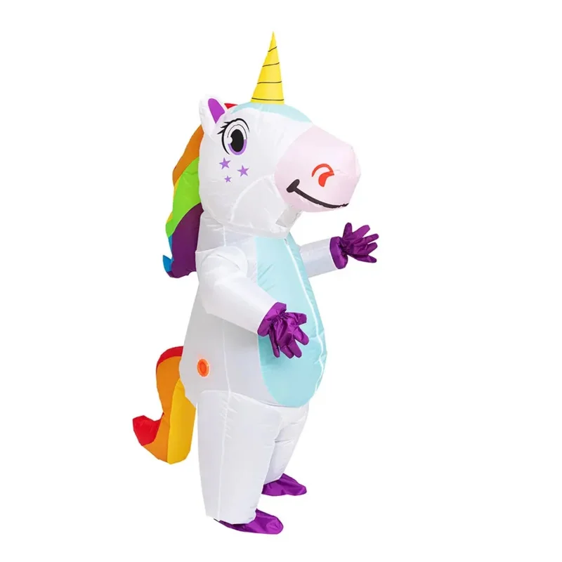 Inflatable Unicorn Costume Adult Kids Rainbow Halloween Costumes for Wommen Men Adult Carnival Mascot Purim Christmas Cosplay