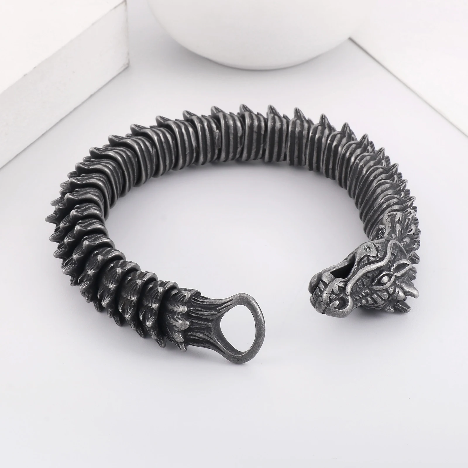 

Панк винтажный цветной браслет с килем и драконом, весы с узором, мужской браслет из нержавеющей стали, украшение для рук, ювелирные изделия