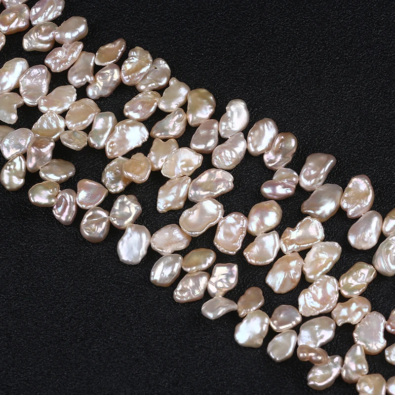 

9-10mm Natural White Pink Color Real Freshwater Keshi Pearl Strand