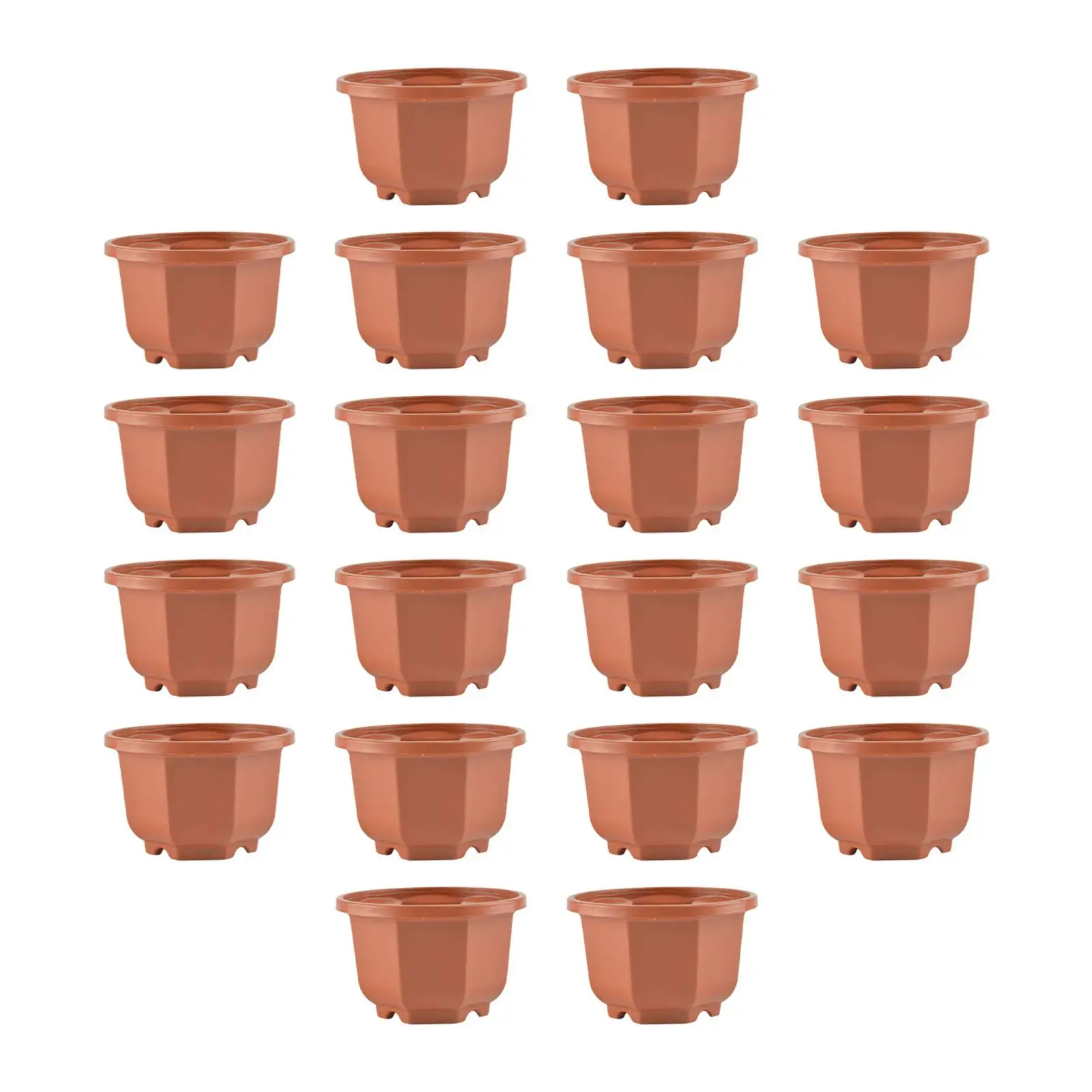 20x Flower Pots Modern Containers with Drain Holes for Shelf Balcony Desktop