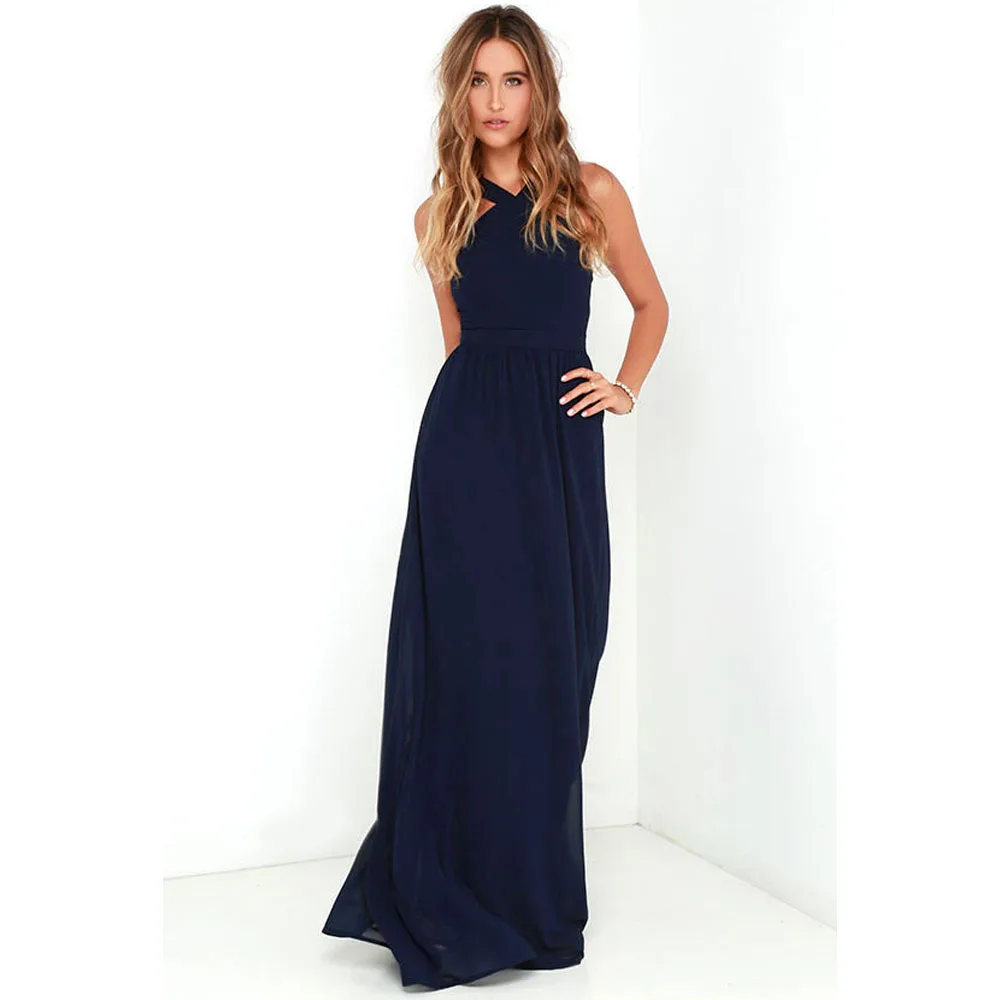 S-XXL Abito aderente elegante da donna Abito da spiaggia in chiffon all'uncinetto 2023 Abiti lunghi da festa lunghi senza maniche sexy Abiti