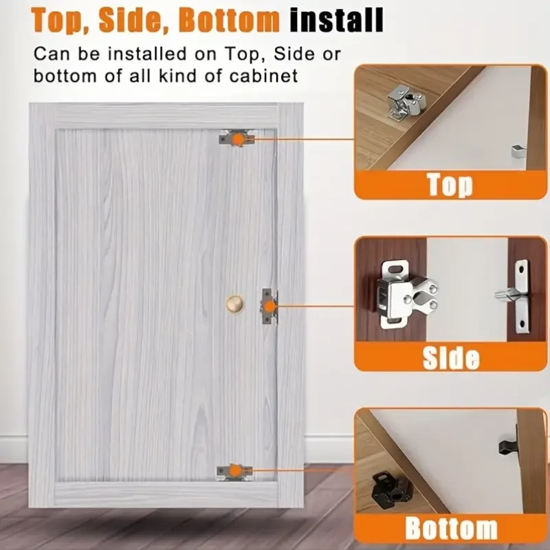 YUANJ باب خزانة الملابس BuckleThe حبة المغناطيسي عجلة مزدوجة الربيع قفل ثابت مشبك منخفض القدم خزانة الباب مشبك الأجهزة الملحقات