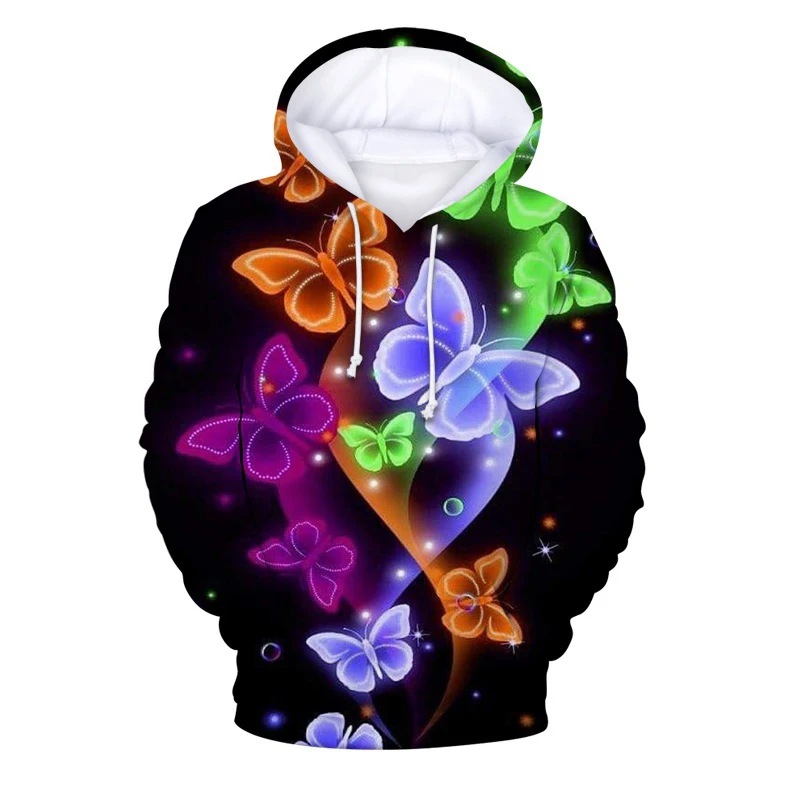 Fashion Colorful Butterfly 3D Print Hoodies Women Streetwear Oversized Pullovers Hoodie Hooded Sweatshirts Woman Tops Clothing