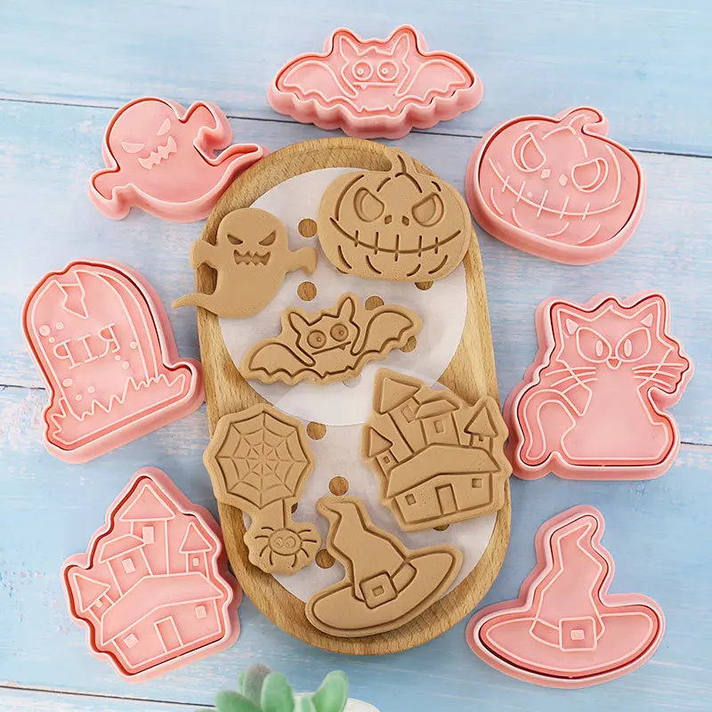 Halloween Cookie Cutters Set 3D Pumpkin Ghost Biscuit Mold Fondant Mould Cake Decorating Party Baking Tools Kitchen Supplies