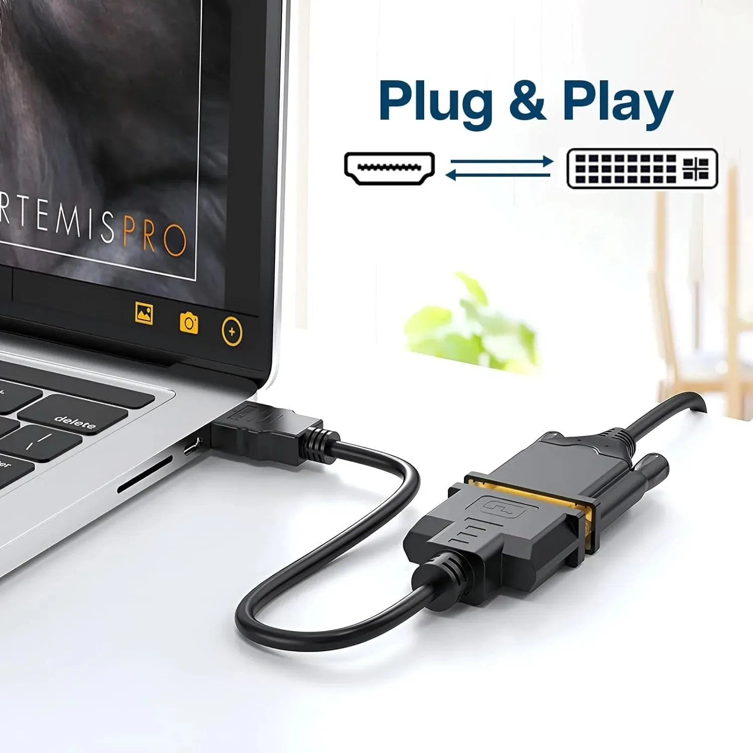 1080P HDMI-compatible to DVI Adapter Bi-Directional DVI 24+1/24+5 Pin to HDMI-compatible Cable for PS4 PC Graphics Card Monitor