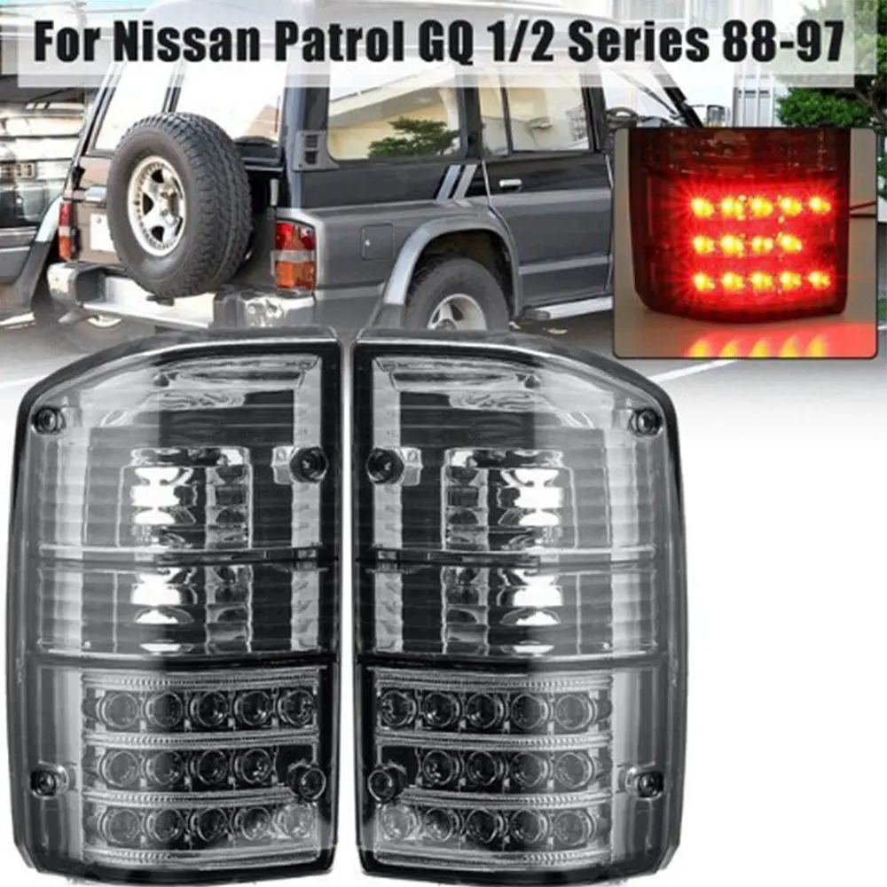 For Nissan Safari Patrol Y60 Car LED Taillight Brake Light Modified Rear Lamp 1987 to 1997  White  Red  A Pair