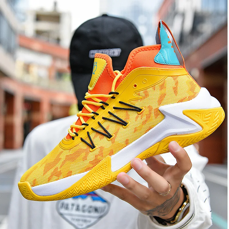 

Men's Basketball Shoes Hot Summer Mesh Breathable Student Running Shoes Soft Soled Sneakers Anti Slip Sports Shoes