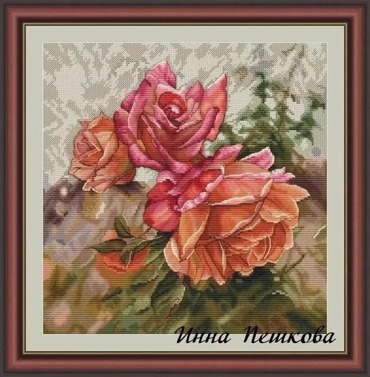 Cross stitch Kit 14CT Canvas Cross Stitch Embroidery Set Craft -23-Four Roses 37-38 Cross Stitch Set