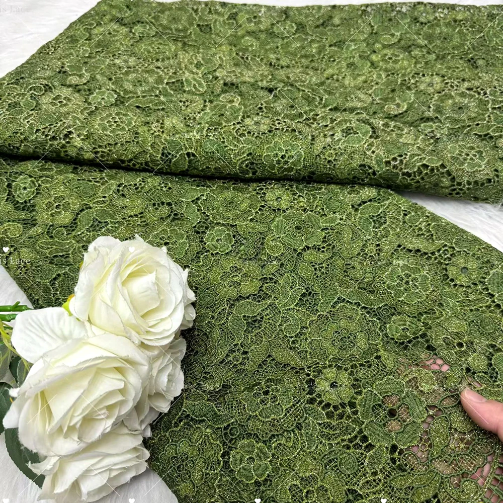 

African Guipure Cord Lace Fabric 2026 Latest High Quality Nigeria French Cord Lace Fabric For Wedding Dress 5Yards