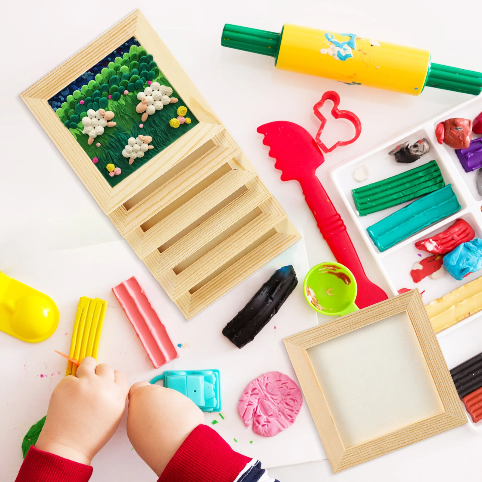 

10 Pcs 12X12CM Wooden Picture Frames Kids Art Crafts Unfinished Small Photo Frames Painting Decorations Schools Homes