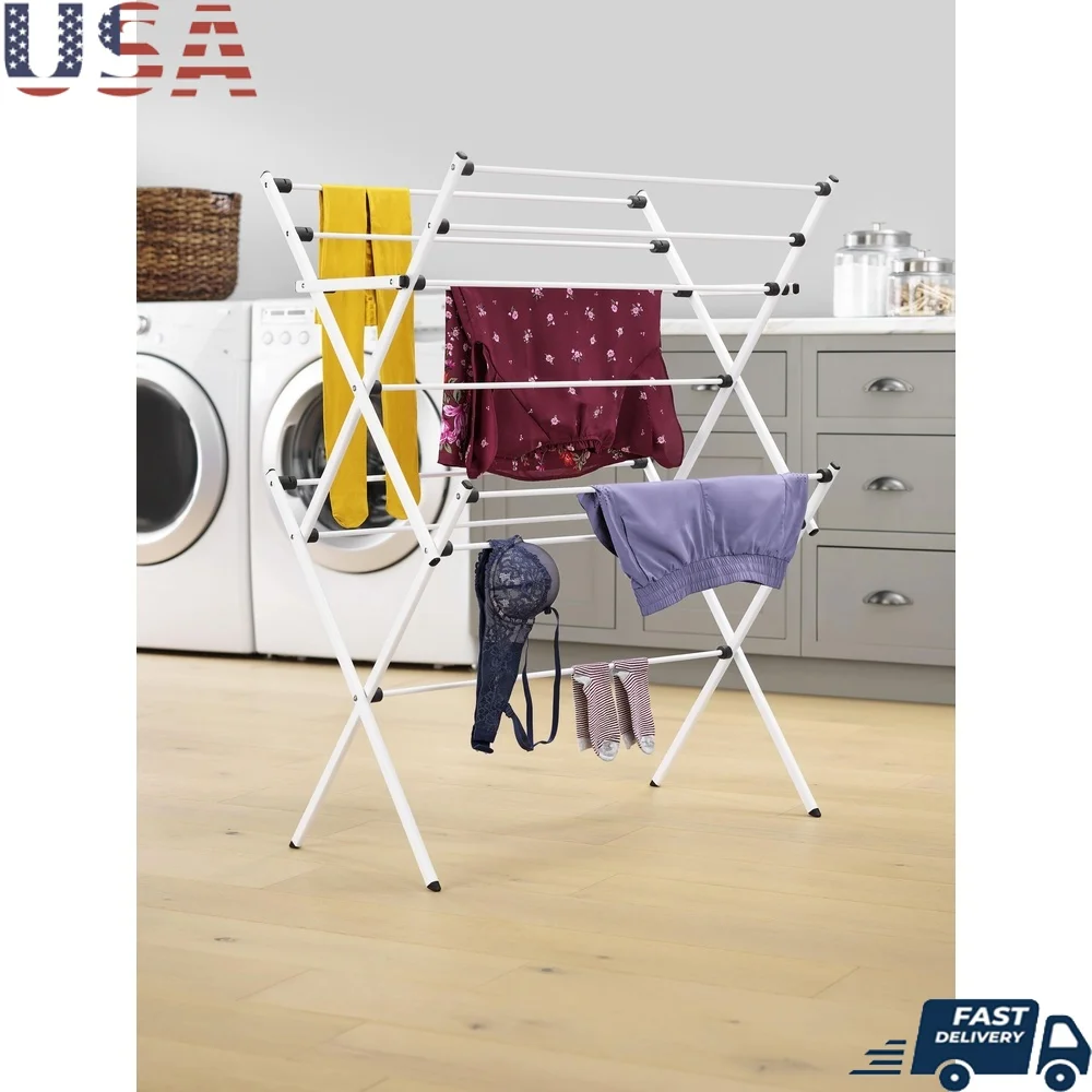 

2-уровневая складная сушилка для дома и улицы, портативная подвесная стойка для белья, компактная складная подставка для хранения одежды, легкая