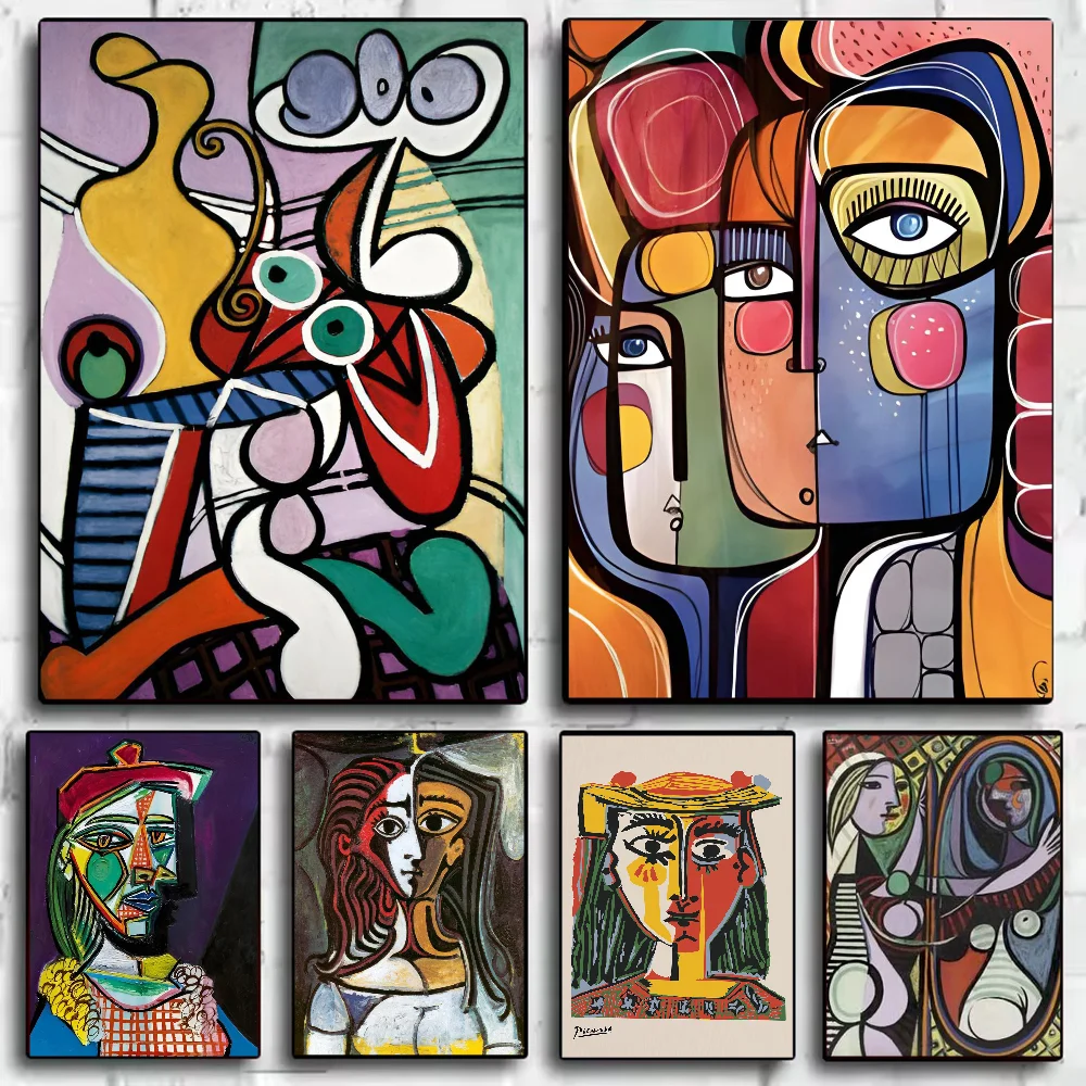 P-Picasso abstract art Poster HD art sticky wall waterproof home living room bedroom bar aesthetic decoration