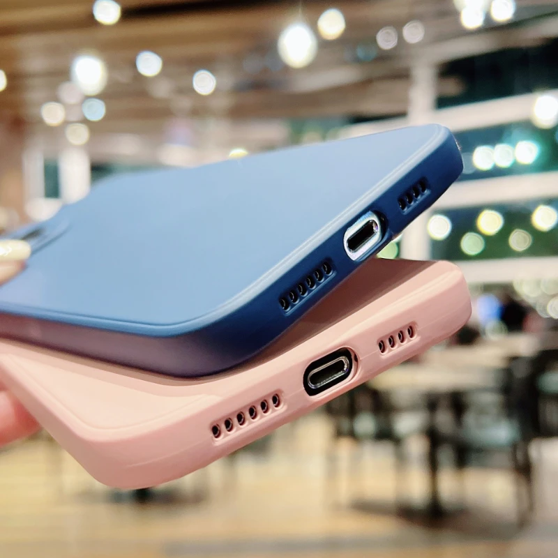 Flüssige Silikon Softcase für iPhone 11 12 13 14 Pro Max 13 Mini 14 plus kontrahierte reine Farbe stoß feste hintere Abdeckung Stoßstange – Detail 7