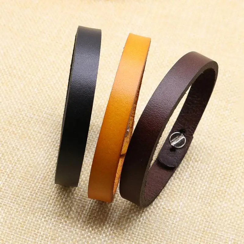 Jiayiqi Fashion Genuine Leather Wrap Cord Cuff Bracelet For Hand Wrist Wristband Men Woman Punk Bangle Couple Jewelry Gift