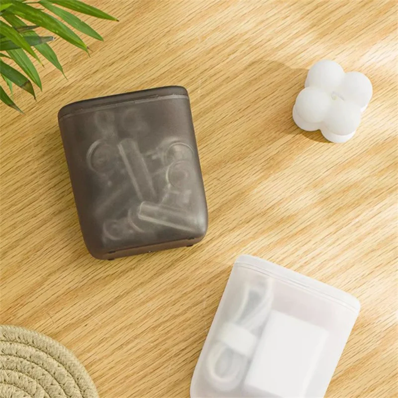 Desktop Data Cable Storage Box Dustproof With Cover Mobile Phone Charger Box Transparent Cable Wire Container Box In Office Home