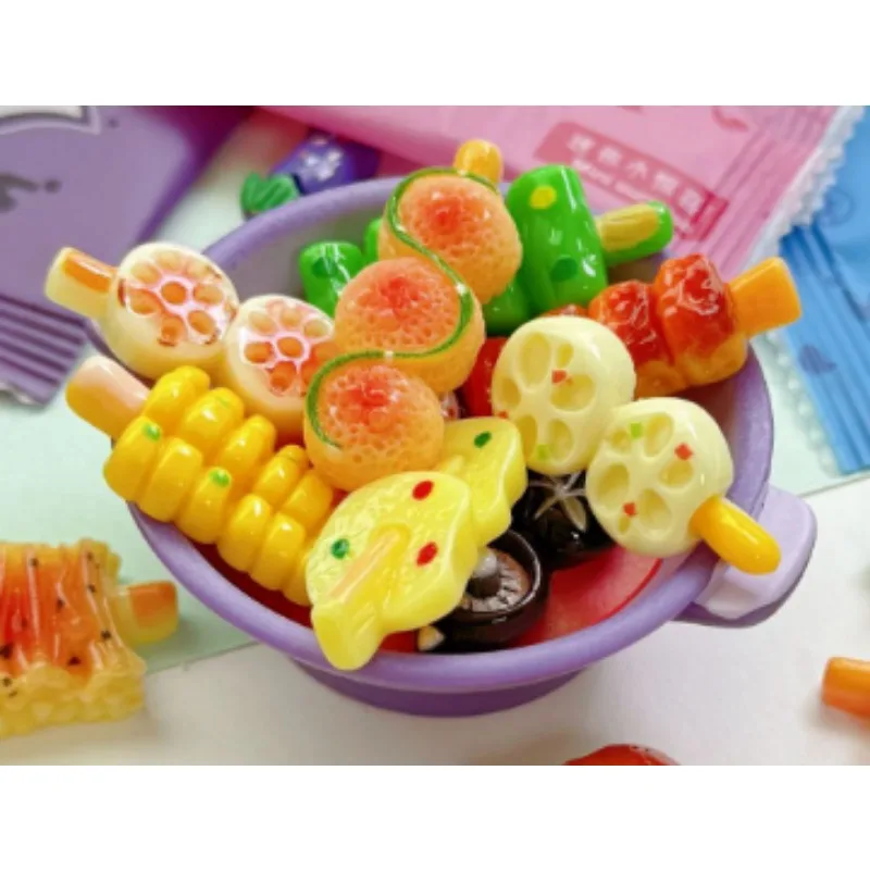 Miniature Blind Bag Mini Barbecue Hot Pot Food Model Play House Home Desktop Decor Figurines Crafts 5pc Blind Box