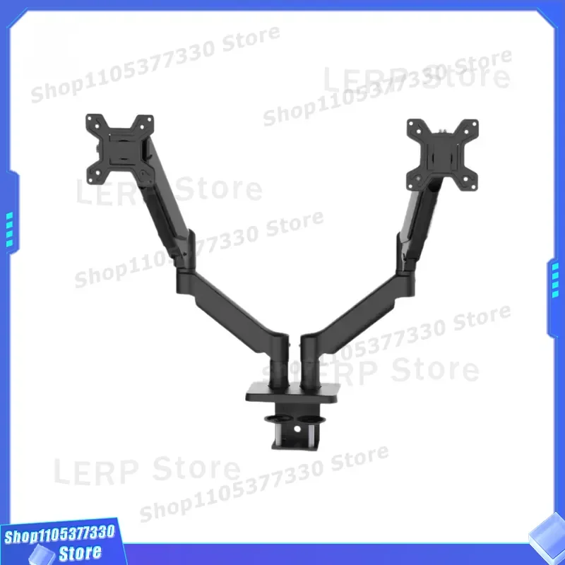 Aluminum Alloy Dual Monitor Desk Mount Gas Spring Arm Adjustable Display Stand 90 Degree Tilt 180 Swivel 360 Rotation Bracket