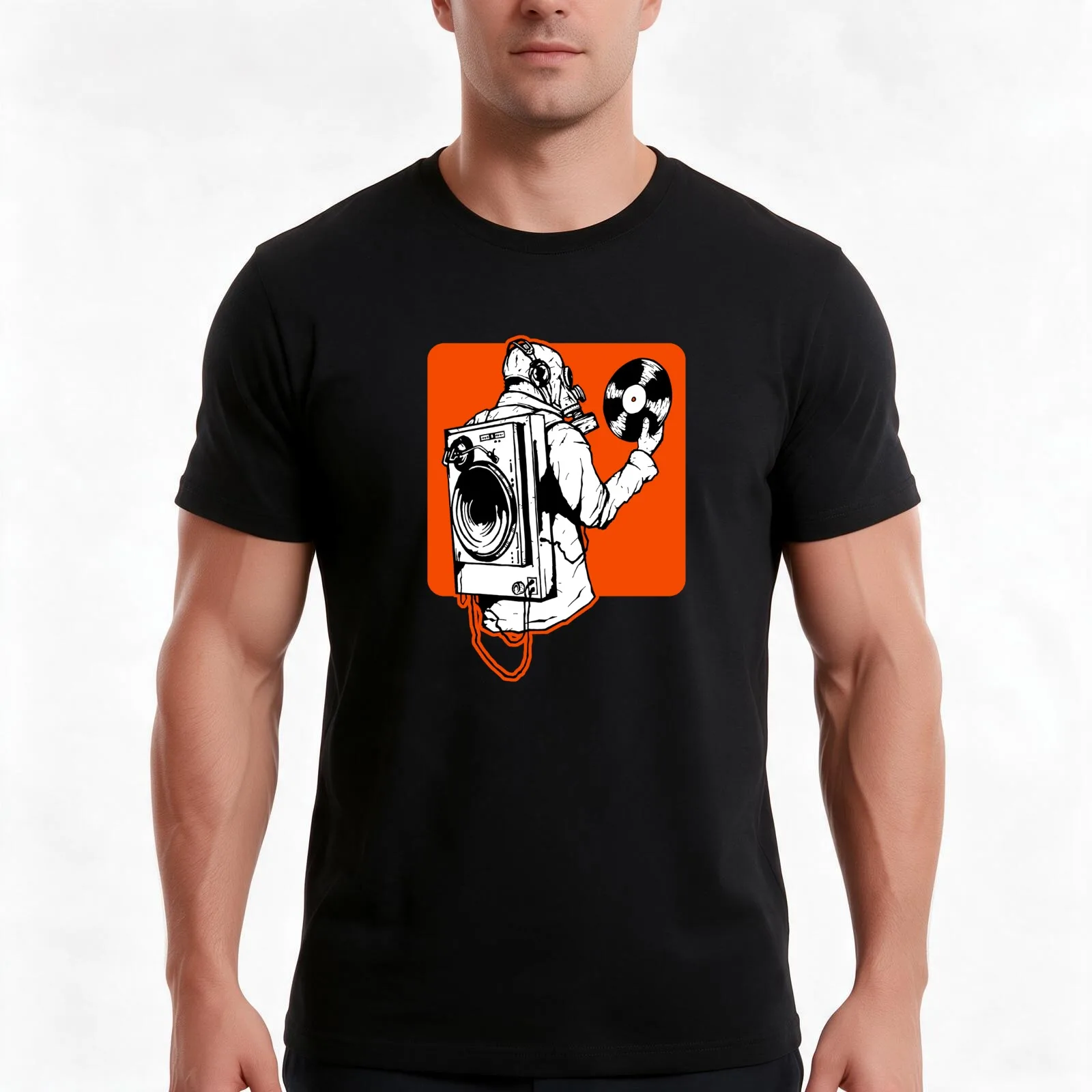 Spin T-Shirt, Summer Casual Cotton Tee, Oversized Streetwear Tops, Vintage Graphic Print, Loose Fit Short Sleeve, 100% Cotton