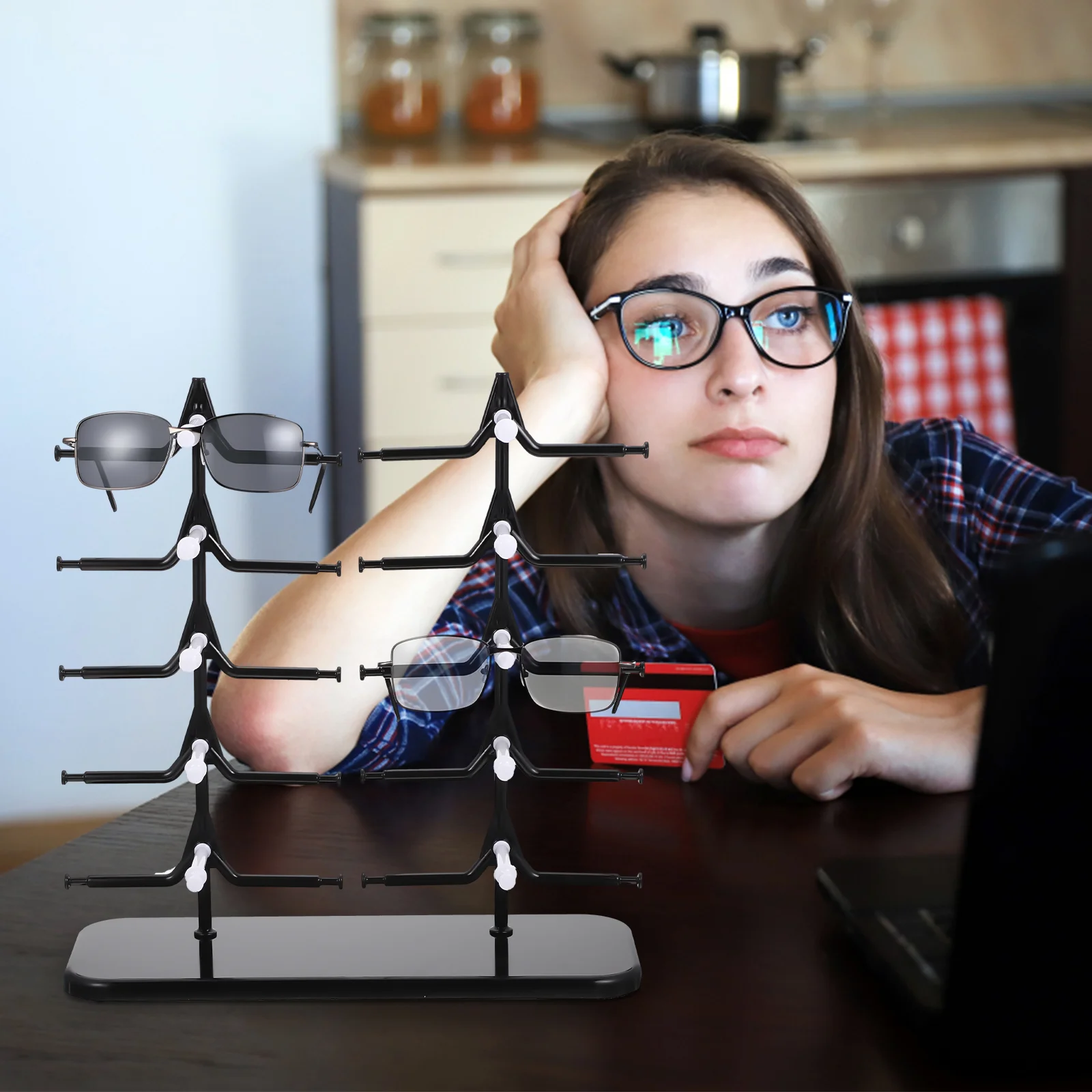 Soporte de exhibición para gafas, soporte para gafas, monturas de almacenamiento para gafas de sol, tienda de plástico pequeña de varios niveles