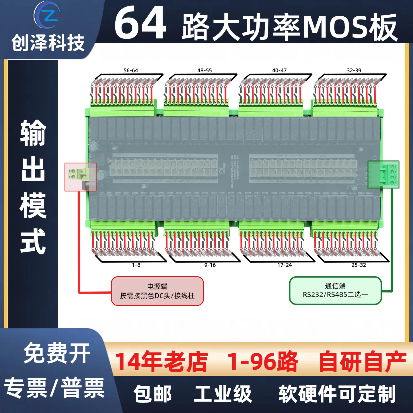 64 Relay Module Group Modbus LABVIEW IO Card Input/output Intermittent Rotation Delay Control