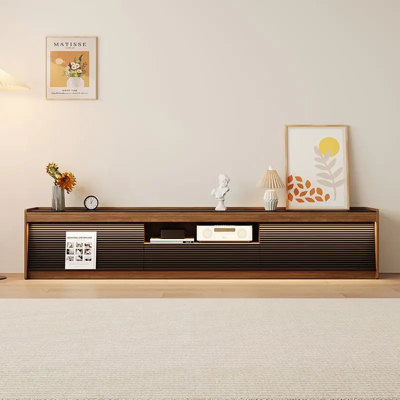 cabinet Solid wood walnut medium and antique coffee table combination Advanced video cabinet Rock slab TV cabinet