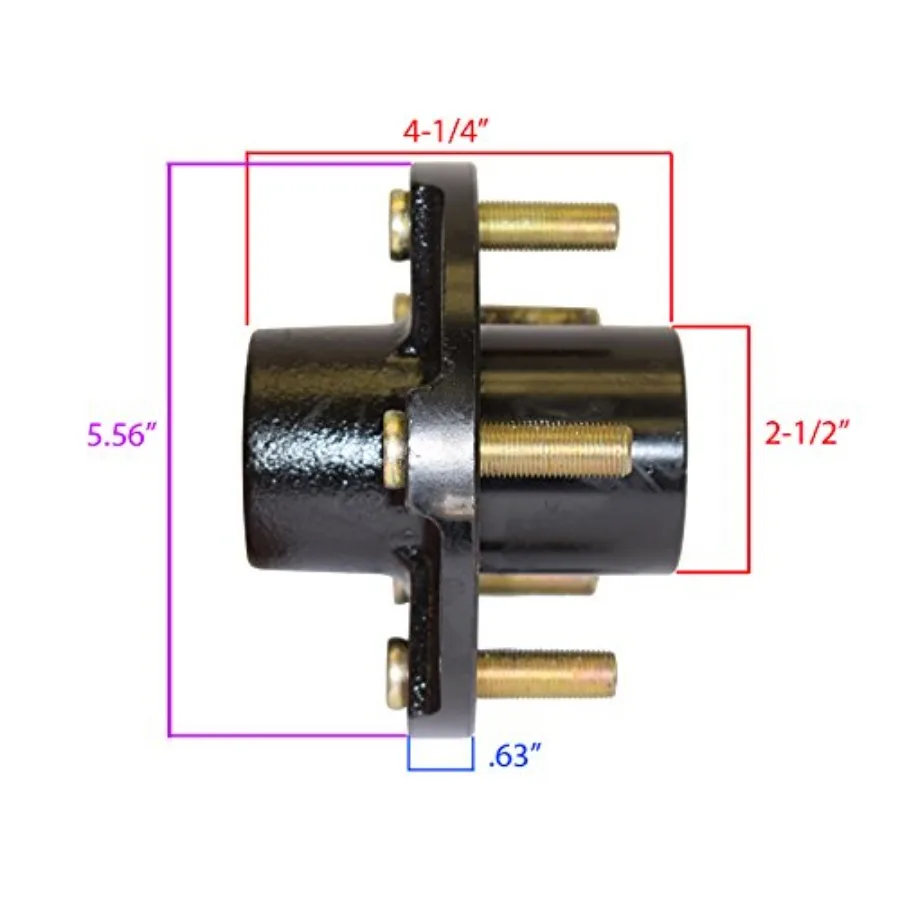 Paar 5 Bolzen auf 4-1/2 Zoll Nabenbaugruppe mit integrierten 2 quadratischen Lagern, 1 Zoll geraden Spindeln und Lagern für Hea