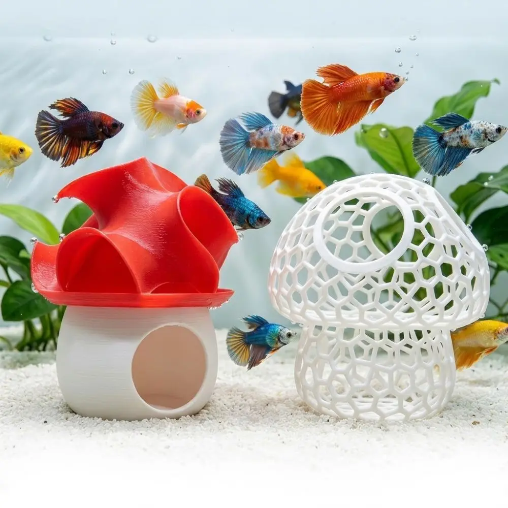 

3D Printed Fish Shrimp Hideout Shelter Simulation Mushroom Hollow Out Shrimp Hiding Place Underground Cave Natural Look