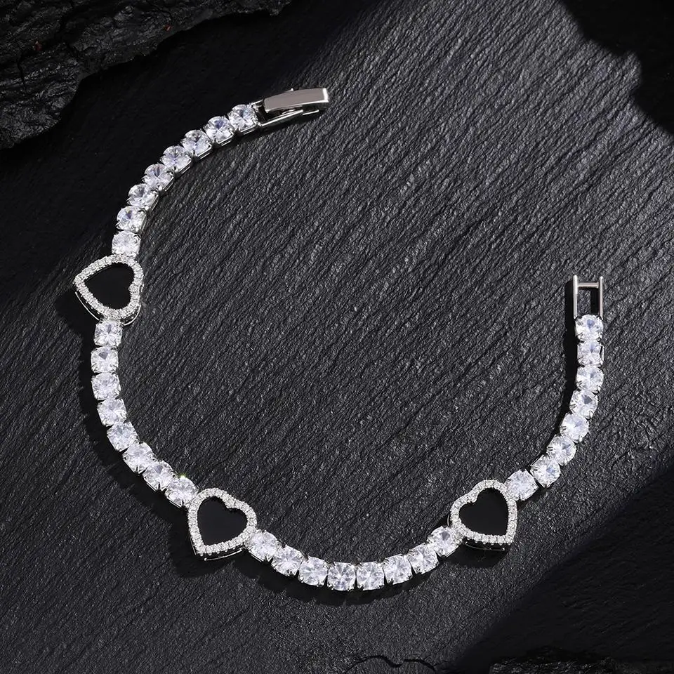 ZAKOL Sparkling Heart Shape Cubic Zirconia Tennis Bracelet For Women Trendy Stackable Wedding Party Daily Jewelry Gift